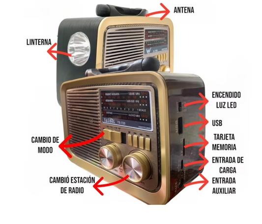 Radio led portatil solar bt recargable